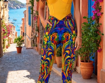 Women's Slim Fit Denim-Look Pants Blue Carnaval Festivali