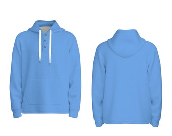 Half  Button Hoodie Blue Sky