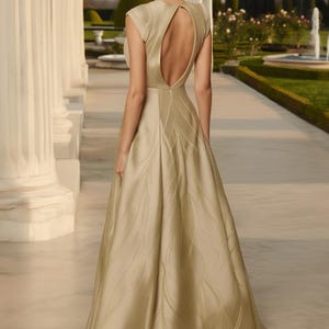 Women's Formal Satin Long Dress with Inner Liner Yellow Gold