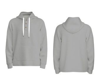 Half  Button Hoodie Grey Day