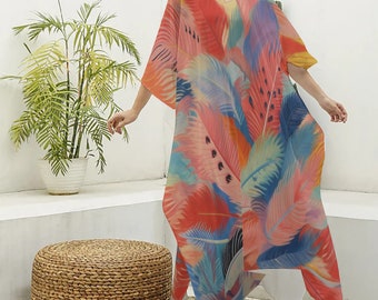 Women's Kaftan Robe Dress Blue Feather Collection