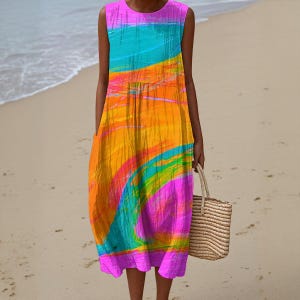 Robe sans manches pour femme Collection Fish rose vif