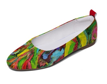 Flat Leather Shoes Comfortable Round Toe Slip African Tree Collection