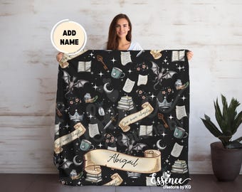 Custom name fantasy book merch blanket Booktok merch fantasy bookish dragon gift Fantasy lover reader romance book medieval blanket gifts