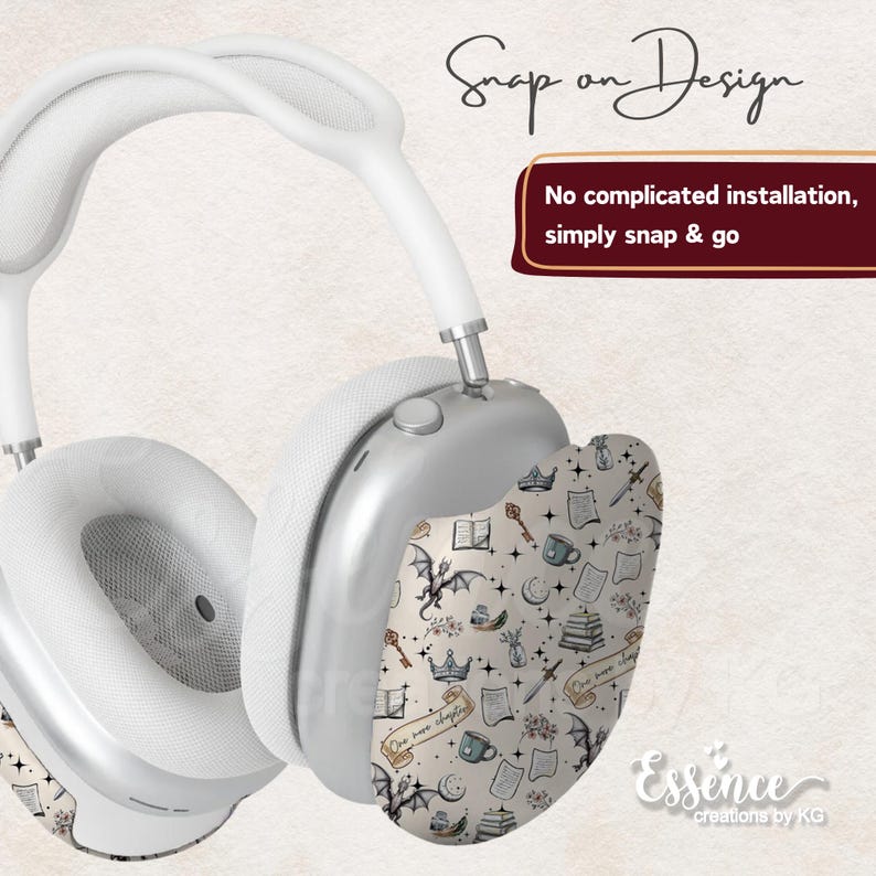 Bookish max headphones for book lover gift Fantasy reader dragon cute airpod max case book lover birthday Headphones case dragon rider gift