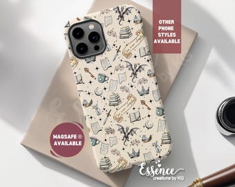 Dragon phone case book lover gifts Fantasy book phone case book lover birthday gift Bookish phone case magsafe phone case dragon bookshelf