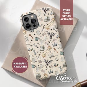 Dragon phone case book lover gifts Fantasy book phone case book lover birthday gift Bookish phone case magsafe phone case dragon bookshelf