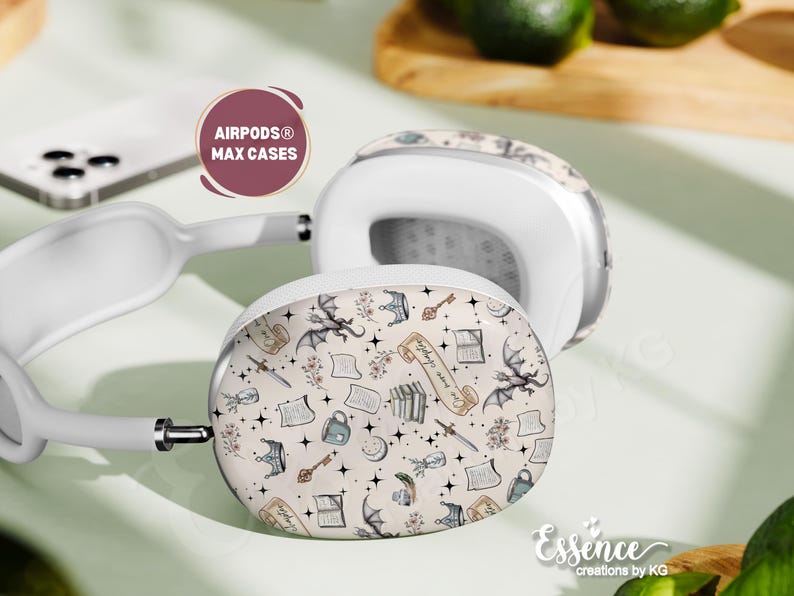 Bookish max headphones for book lover gift Fantasy reader dragon cute airpod max case book lover birthday Headphones case dragon rider gift