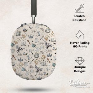 Bookish max headphones for book lover gift Fantasy reader dragon cute airpod max case book lover birthday Headphones case dragon rider gift