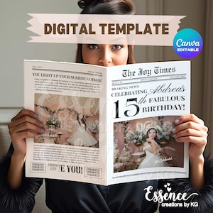 Custom birthday newspaper editable template gift for bestfriend Birthday photoshoot 21st birthday gift Personal birthday 30th birthday gift