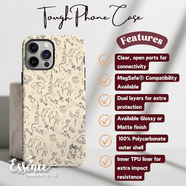 Bookish personalized book phone case dragon lover gift Custom fantasy book phone case gift Bookworm Dragon bookshelf magsafe iphone case