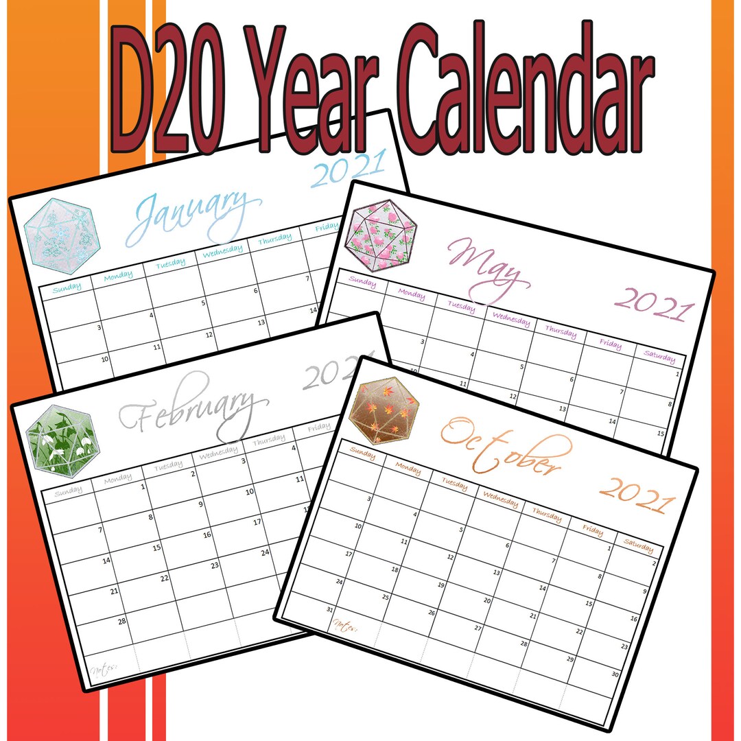 D20 Year Calendars Etsy