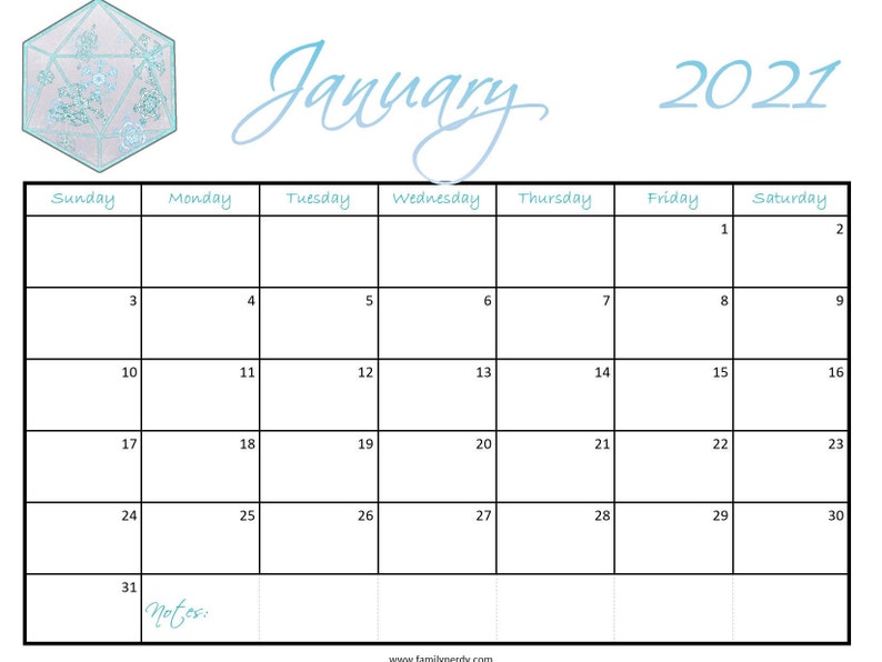 D20 Year Calendars Etsy