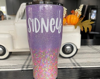 Personalized glitter tumbler