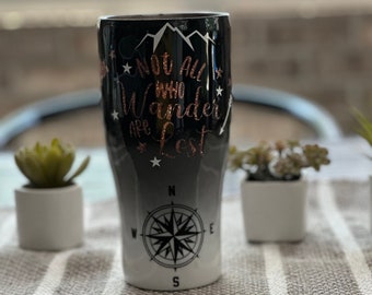 Not all who wander are lost glitter tumbler, personalized tumbler, glitter tumbler