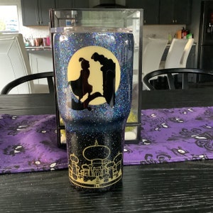 Aladdin, jasmine and Genie glitter tumbler