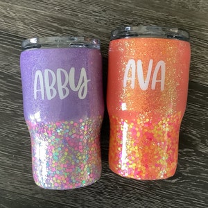 Sparkly glittered kids cups, kids gifts, personalized tumbler,