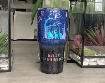 Haunted mansion inspired glitter tumbler, hitchhiking ghost tumbler, Disney inspired