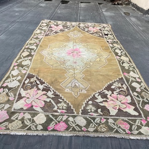 7.5x13 Karabakh kilim oversize area rug, moldovian flower design rug - antique rare rug - circa 1950s