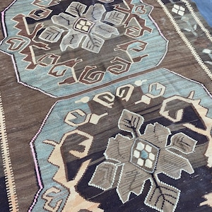 7x12 Antique area rug, Vintage rug 6x12,Oversize turkish rug, rustic Geometric rug,Hand knotted rug,Bedroom Entryway rug, Wool rug,F3330