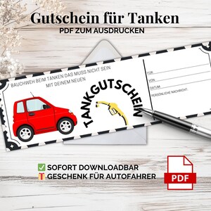 Plantilla PDF de cupón de combustible para imprimir Cupón de coche Regalo para hombres Mujeres Conductores Descarga digital Cupón de gasolina