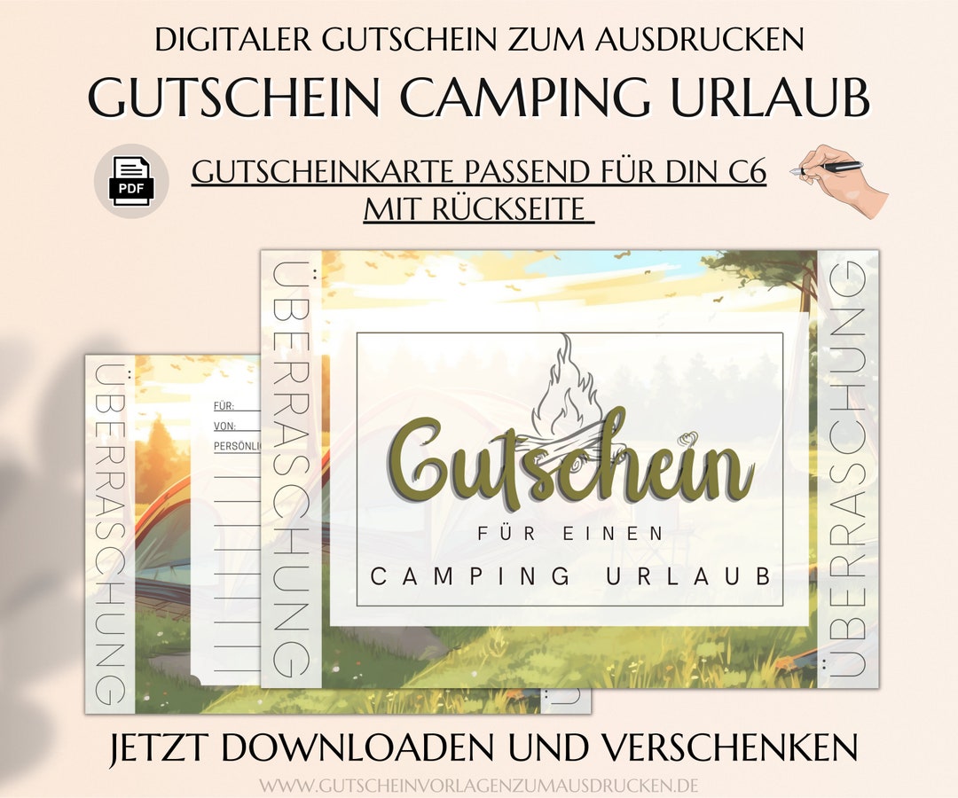 Gutschein Campingurlaub Vorlage Zum Ausdrucken Gutschein Camping