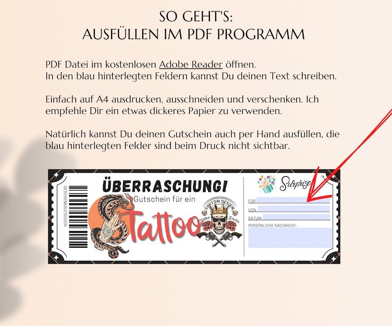 Tattoo Gutschein Vorlage Zum Ausdrucken Geldgeschenk Geschenkidee