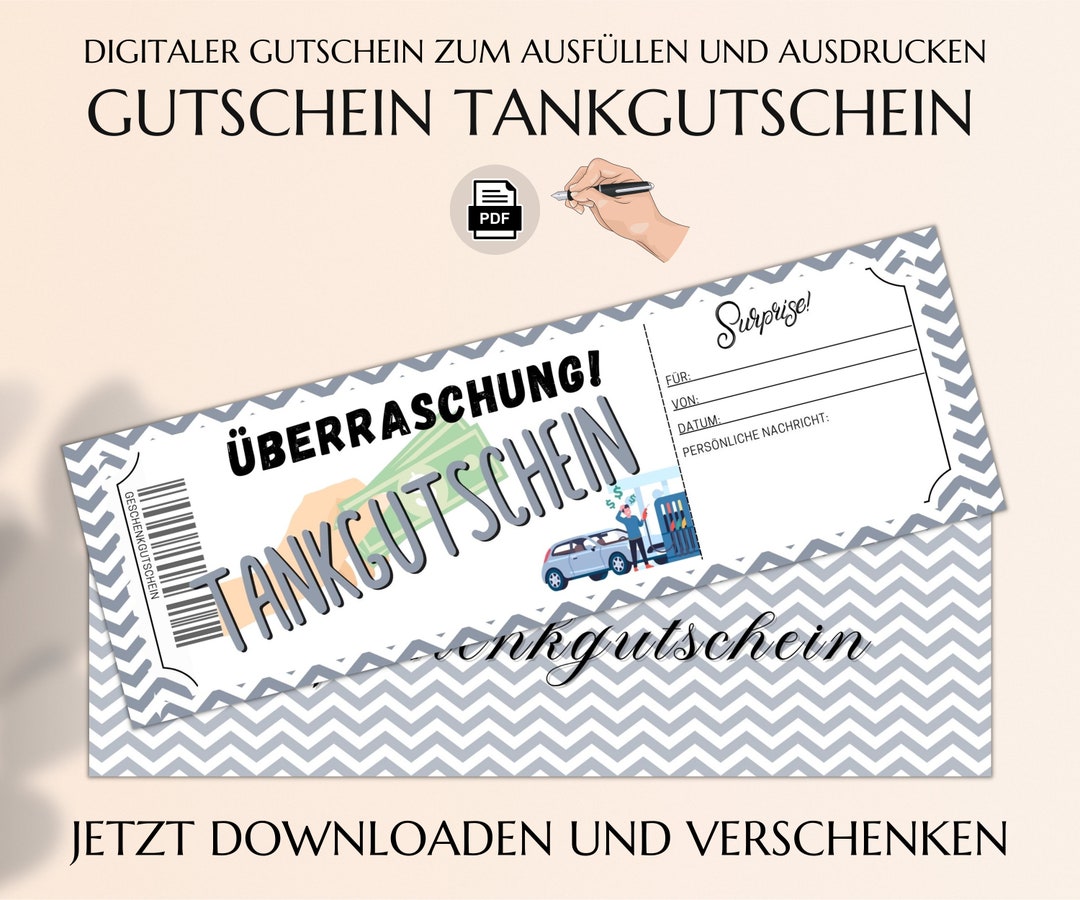 Tankgutschein Sofort Ausdrucken Gutschein Tankstelle Vorlage