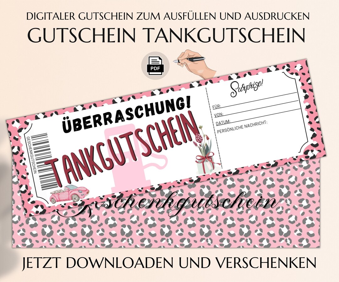 Tankgutschein Sofort Ausdrucken Gutschein Tankstelle Vorlage