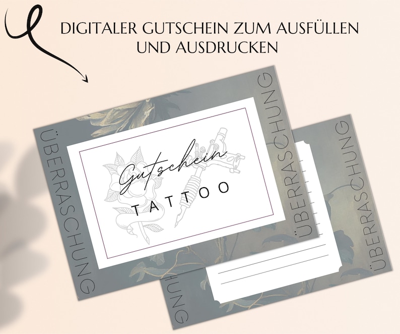 Tattoo Gutschein Vorlage Zum Ausdrucken Druckbare Karte Geldgeschenk