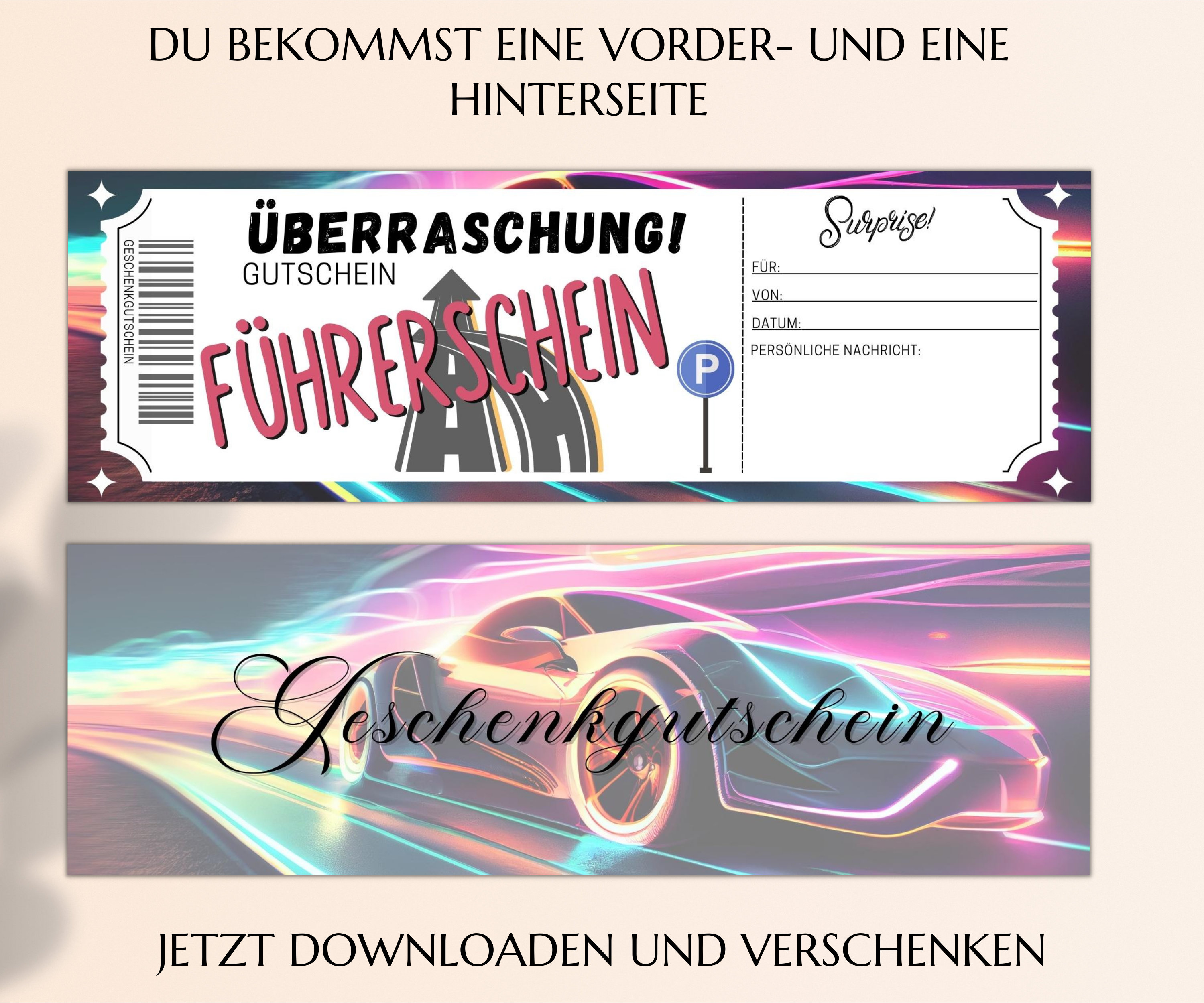 Führerschein Gutschein Vorlage zum Ausdrucken Führerschein-Zuschuss