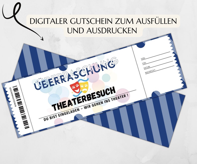 Gutschein Theater Vorlage zum Ausdrucken Theaterkarte Geschenk Personalisiert JSK063 image 6