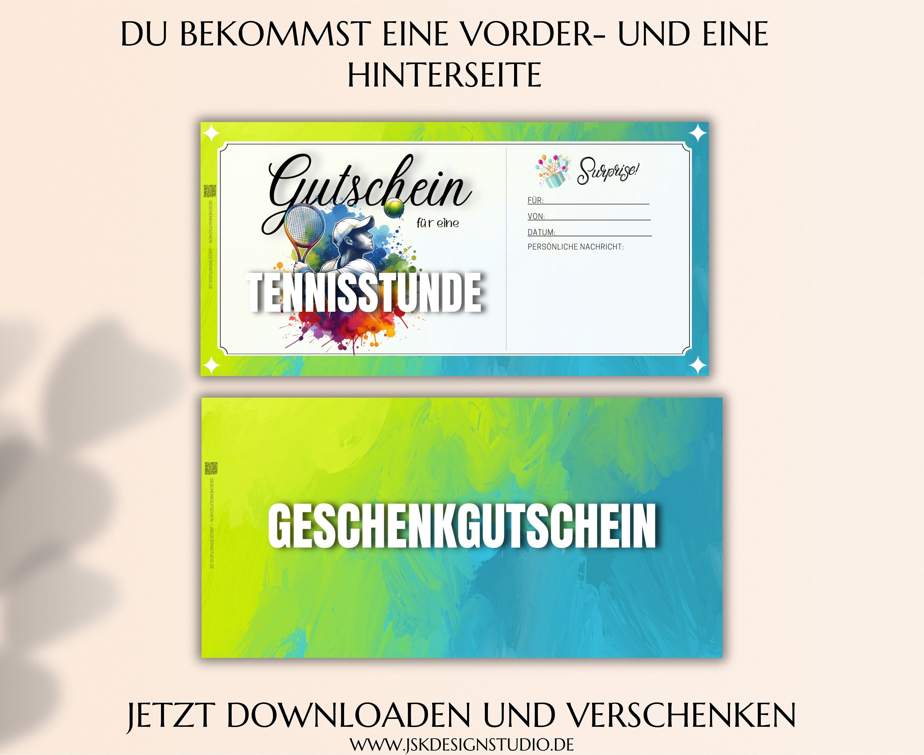 Gutschein Tennisstunde Vorlage zum Ausdrucken Tennis Gutschein