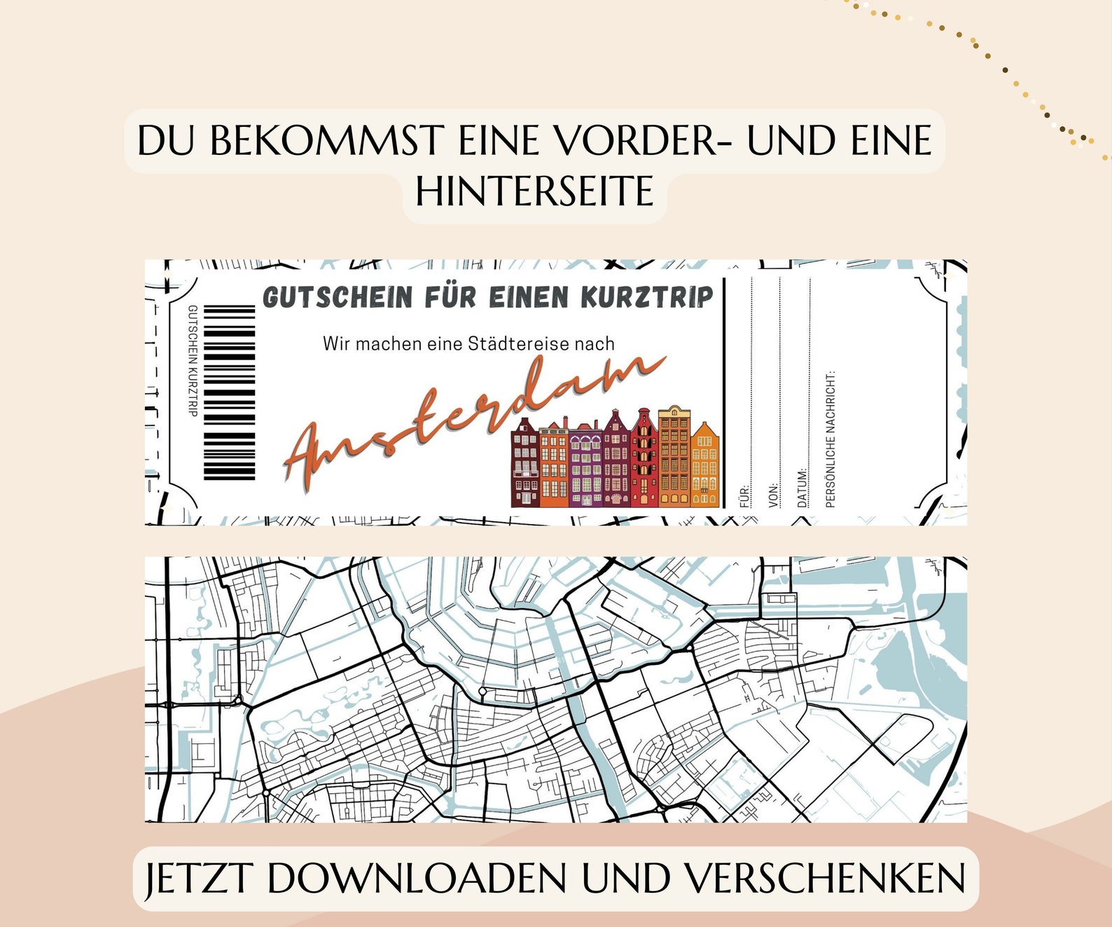 Gutschein Kurztrip Amsterdam Vorlage Zum Ausdrucken PDF Download