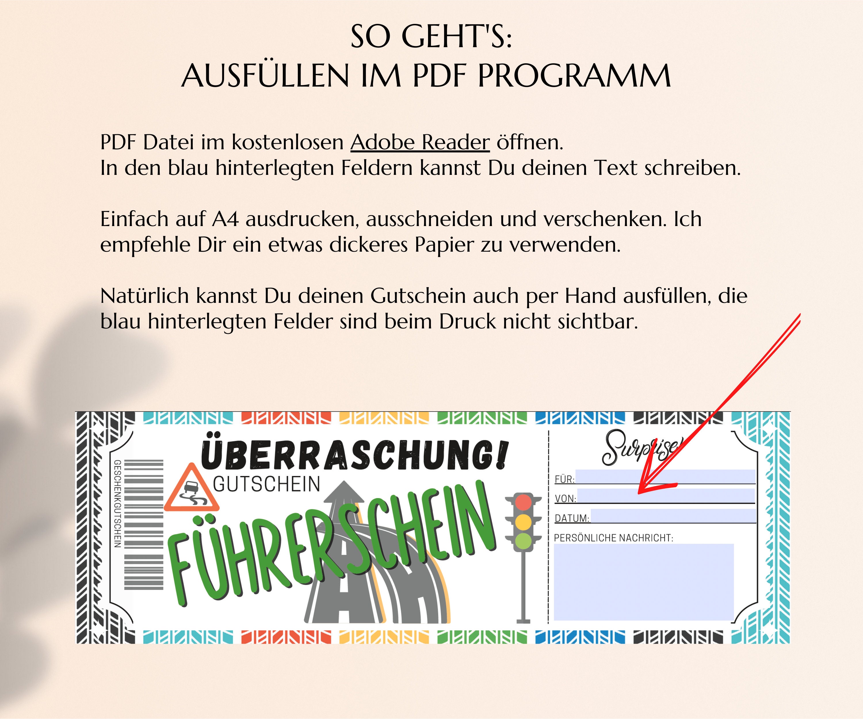 Führerschein Gutschein Vorlage zum Ausdrucken Führerschein-Zuschuss