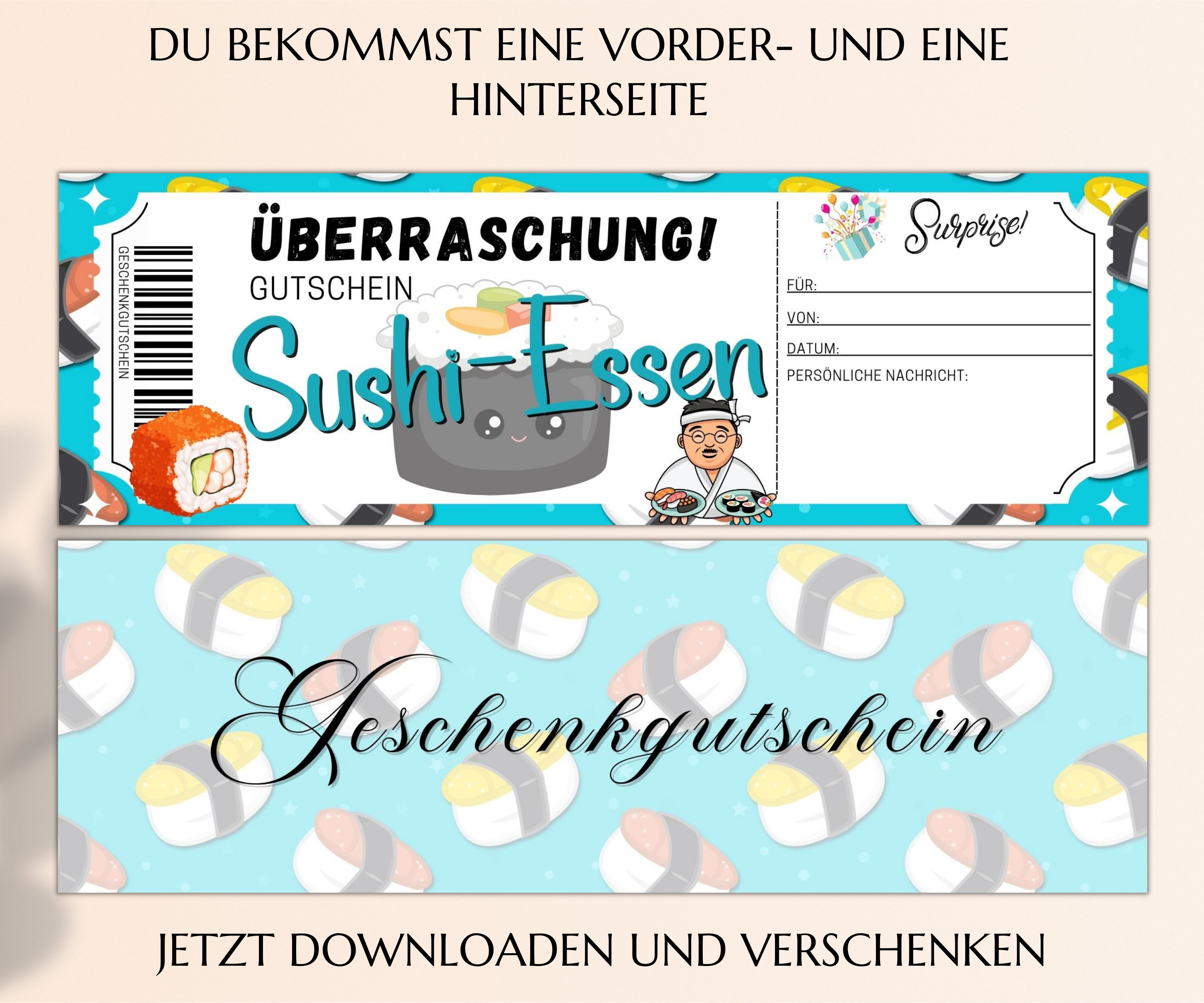 Sushi Gutschein Vorlage Zum Ausdrucken Gutscheinvorlage Essen Gehen ...