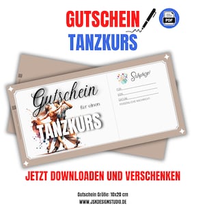 Voucher voor een danscursus | Personaliseerbare vouchersjabloon om af te drukken | Perfect voor koppels en dansliefhebbers JSK538