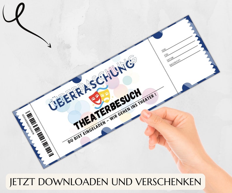 Gutschein Theater Vorlage zum Ausdrucken Theaterkarte Geschenk Personalisiert JSK063 image 5