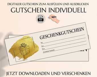 Geschenkgutschein zum Ausdrucken | Wunschgutschein |  individueller Gutschein | PDF Download | Geschenkidee zum gestalten | JSK060