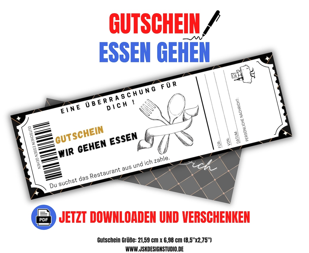 Gutschein Vorlage Essen Gehen Zum Ausdrucken Gutschein Essen Gehen Zum Ausdrucken Restaurant Personalisierbare DIY