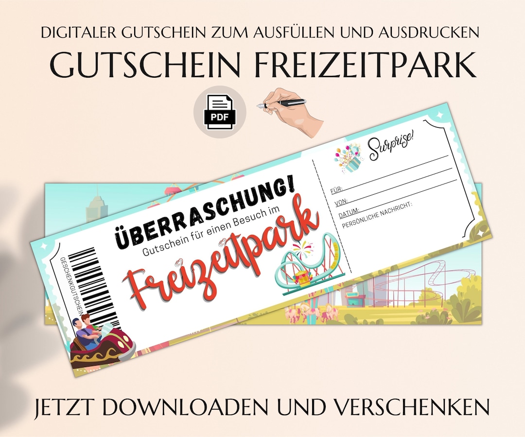 Freizeitpark Gutschein Vorlage Zum Ausdrucken Freizeitparkbesuch