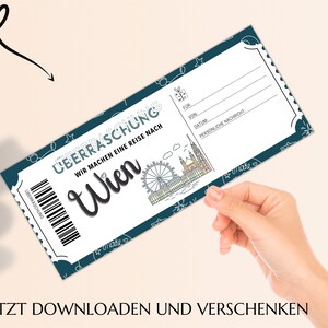 Gutschein Städtereise Wien Vorlage zum Ausdrucken inkl. Umschlag PDF Download Geburtstag Geschenk Kurztrip Städtetrip JSK075 zdjęcie 7