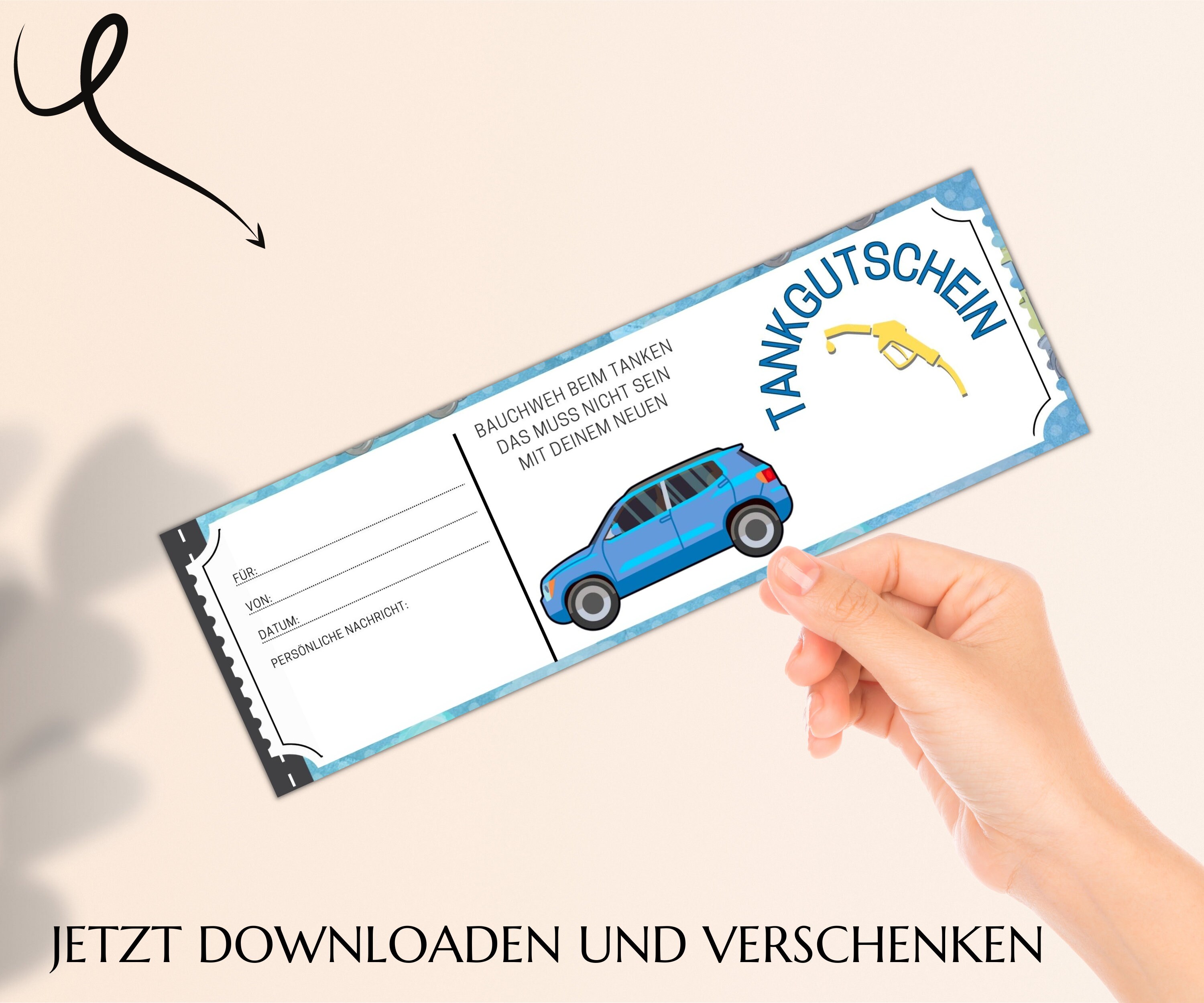 Tankgutschein Sofort Ausdrucken Gutschein Vorlage Zum Etsy