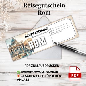 Voucher de viagem para Roma – modelo PDF para impressão | Ideia de presente para viagem à Itália – surpresa para casais, amigos e amantes da cultura