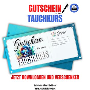 Voucher duikcursussjabloon om af te drukken | Duikcursus cadeau | Voucher leren duiken | Duikschoolvoucher | Onderwater JSK532