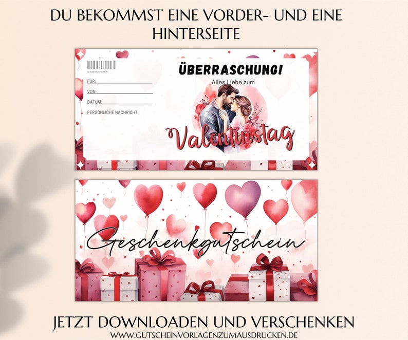 Gutschein Valentinstag Vorlage Zum Ausdrucken PDF Valentinstag Karte