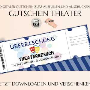 Gutschein Theater Vorlage zum Ausdrucken Theaterkarte Geschenk Personalisiert JSK063 image 1