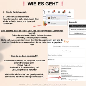 Gutschein Essen gehen Gutscheinvorlage zum Ausdrucken Restaurant Gutscheinkarte PDF Download Essensgutschein JSK047 image 7