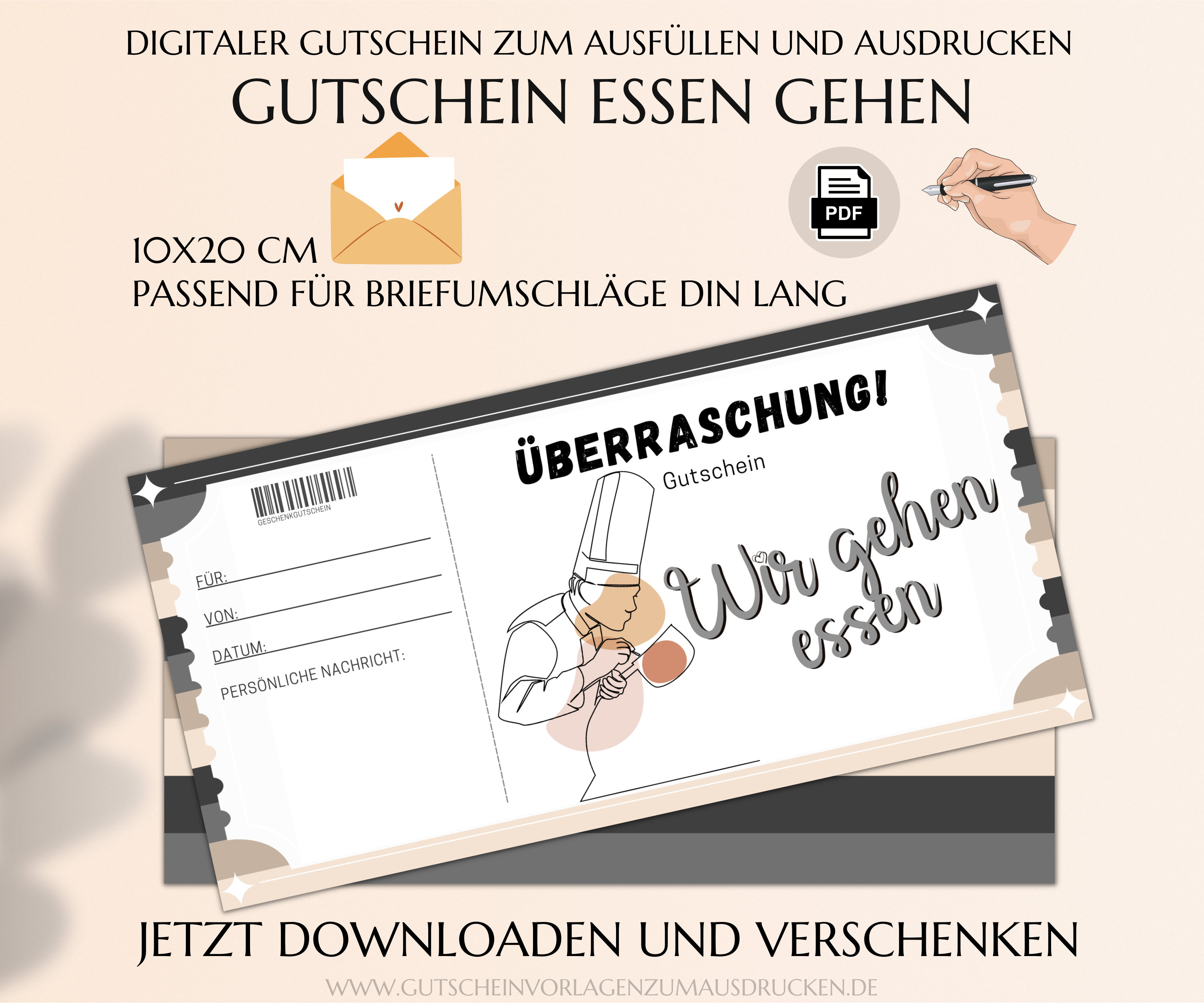 Essen Gehen Gutschein Vorlage Zum Ausdrucken PDF Restaurant Einladung