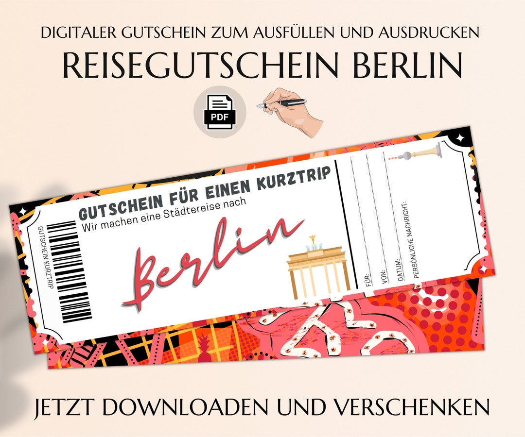 Reisegutschein Berlin Gutschein Vorlage Zum Ausdrucken PDF Download